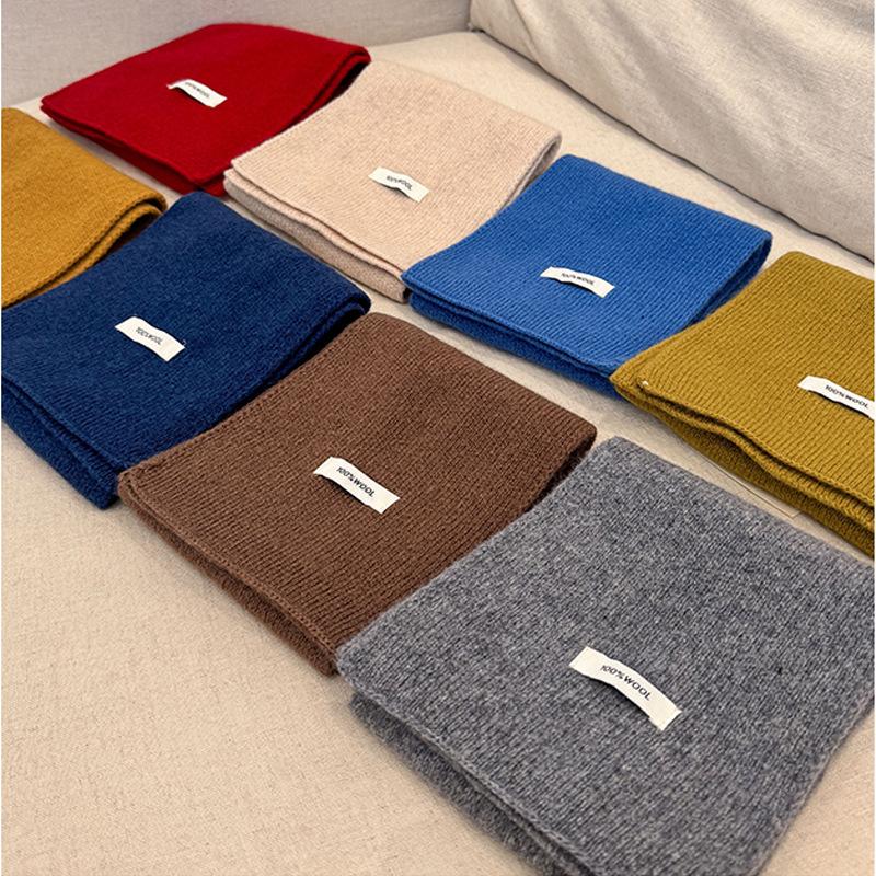 Wool Winter Scarf For Women Warm Triangle Knit Scarves Hijab Solid Lady Shawl Wrap Female Pashmina Bandana Head Scarfs