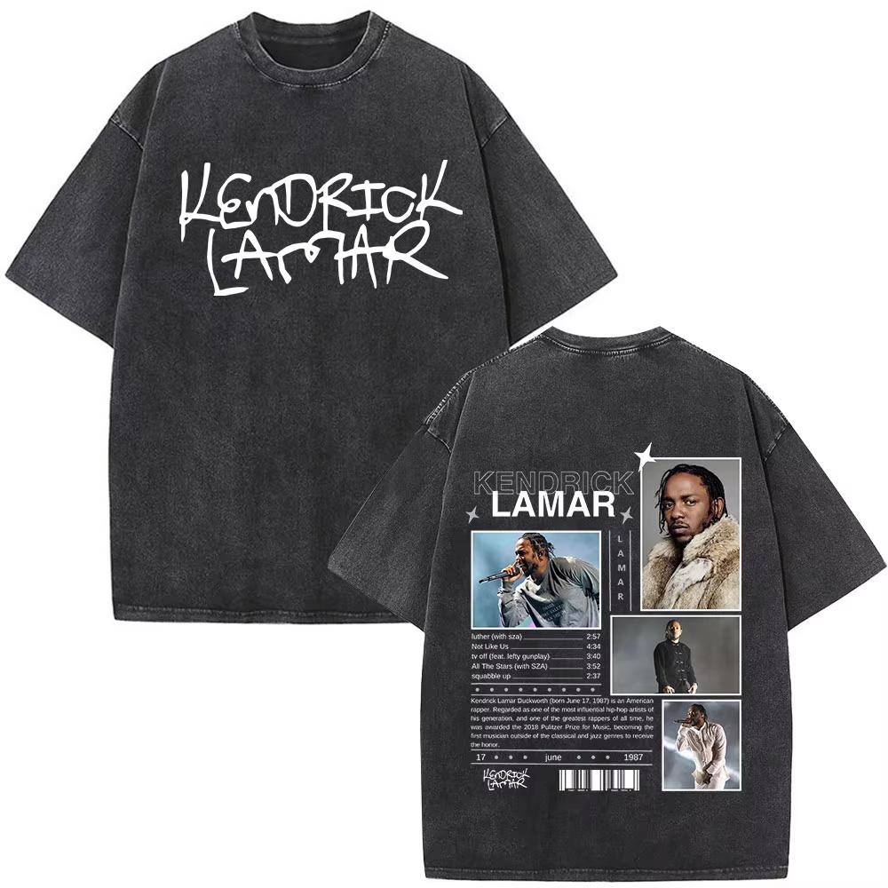 Rapper Kendrick Lamar DAMN Washed Tshirt Mens Women Clothing Fashion Vintage Casual Oversized Short Sleeve T Shirts Streetwear
