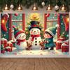 Snowman Display Stockings Winter Celebration Banner Christmas Banner Cartoon Snowman Holiday Backdrop For Photo Prop Xmas Event