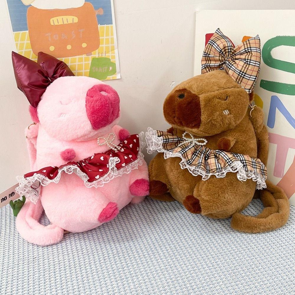 Shoulder Bag Capybara Plush Backpack PP Cotton Stuffed Capybara Knapsack  Kid Girl Boy