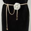 Flower Cowhide Inlaid Metal Thin Waist Chain for Women's Waist Slim Fitted with Dress Sweater for Women's Chain