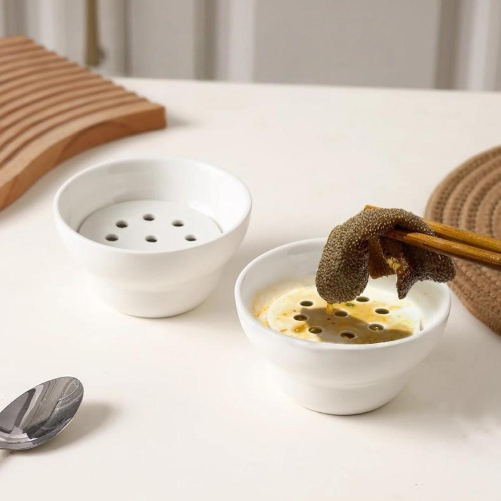 Ceramic Hot Pot Drip Oil Bowl Mesh Double-layer Filter Soup Bowl Dipping Sauce Bowl  Restaurant