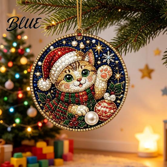 2D Acrylic Santa Flat Holiday Pcs Pearl Christmas Ornaments 6 Art Ornaments Tree Pendant Creative Effect Hanging Decoration for
