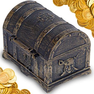 ARIKA Treasure Chest Toy Box Pirate Gold Coins Treasure Set of 100 (Antique)