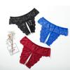 Sexy Plus Size Women's Panties Open File Lace Thong T Pants Sheer Mesh Briefs Erotic Panties Cosplay XL-XXXXL