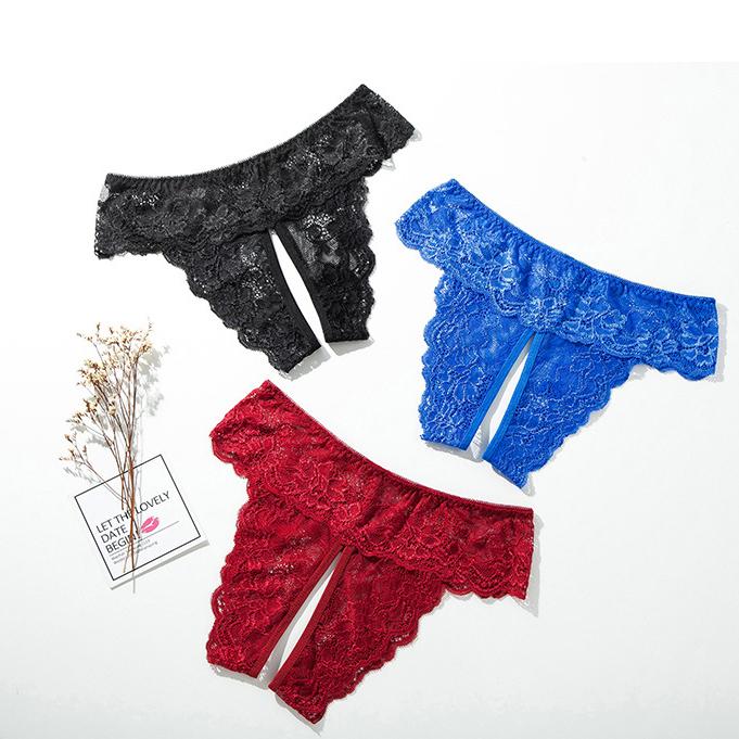 Sexy Plus Size Women's Panties Open File Lace Thong T Pants Sheer Mesh Briefs Erotic Panties Cosplay XL-XXXXL