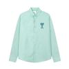 Men's Classic Autumn Chest Same Color Heart Embroidered Casual Cotton Solid Color Long Sleeved Shirt