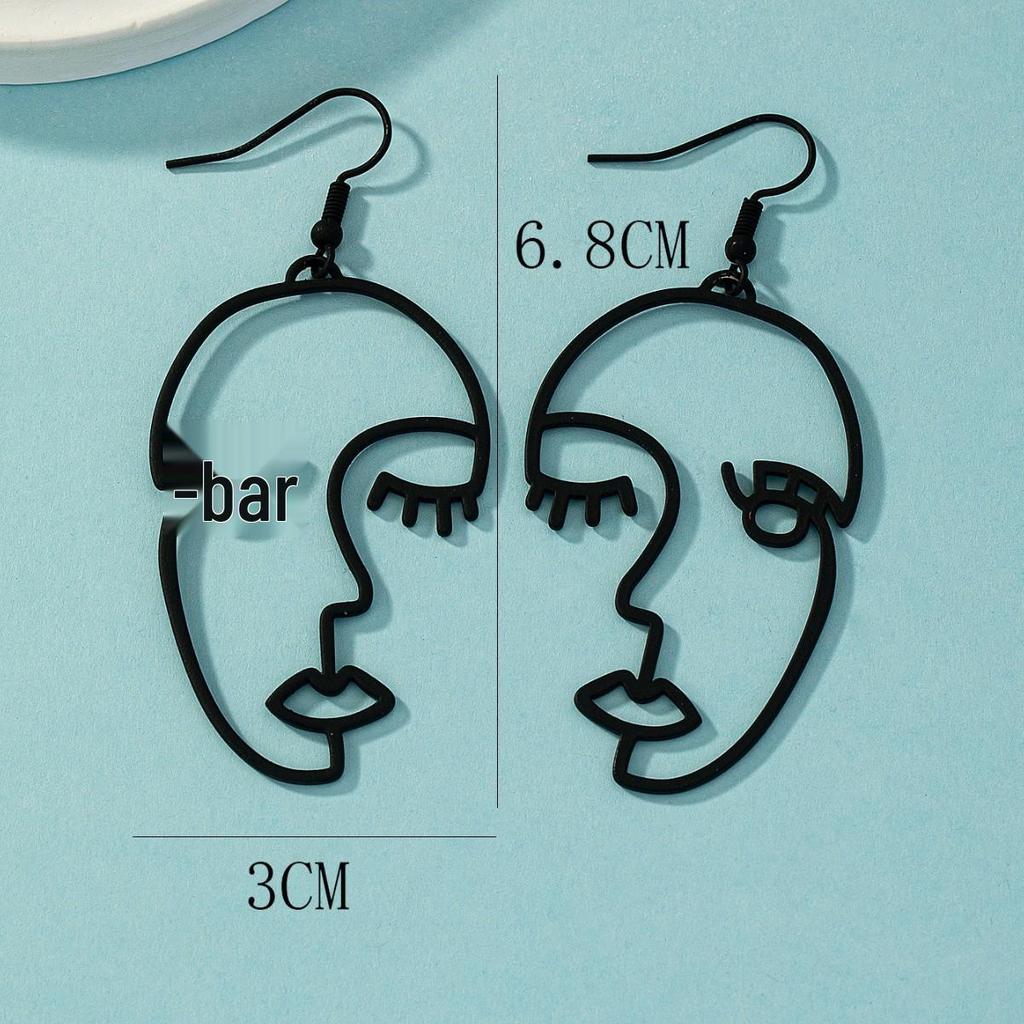 Trendy Abstract Black Long Dangle Earrings: European & American Style for Women