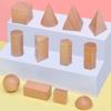Log color wood Rainbow castle building block toys, children's Montessori educational geometric building block toys, baby buildin