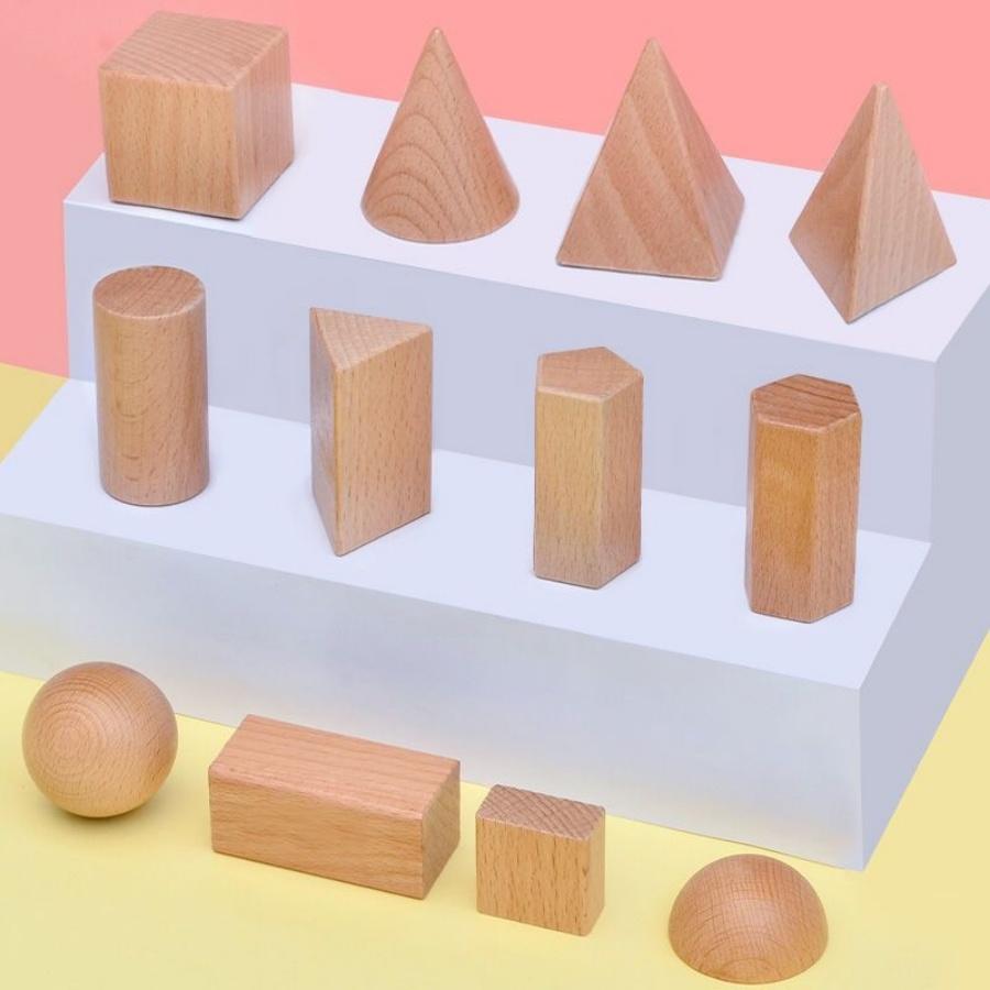 Log color wood Rainbow castle building block toys, children's Montessori educational geometric building block toys, baby buildin