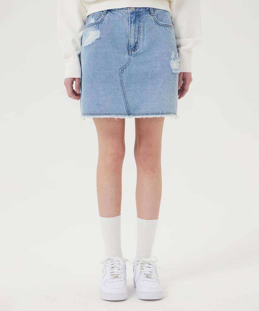 Lee Denim Damaged Mini Skirt Indigo Light