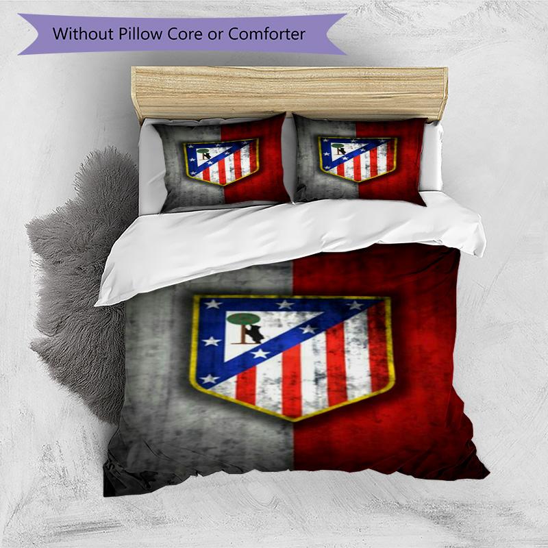 Atletico Football Club Printed Pattern Duvet Cover Set – includes 1 duvet cover and 2 matching pillowcases Bedroom decor Christmas gifts