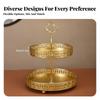Double Layer Fruit Tray Colored 2 Tier Decorative Leaf Pattern Dessert Stand for