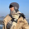 Maillard Coffee Plaid Scarf Women's Autumn and Winter New Korean Style Thickened Warm and High End Wear Scarf Shawl