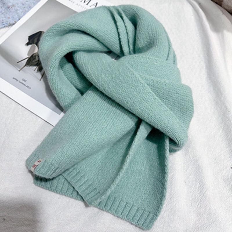 Korean Version Solid Color Versatile Autumn and Winter New Wool Couple Student Small Scarf Cute Knitted Warm Scarf