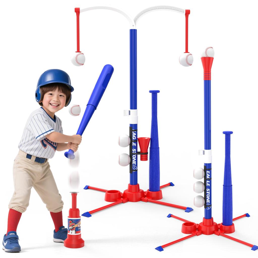EagleStone Baseball Batting Tee Toy with 3 Play Adjustable Automatic Reinforced Tube Assembled Baseball Practice Exercise Improves Indoor and Outdoor