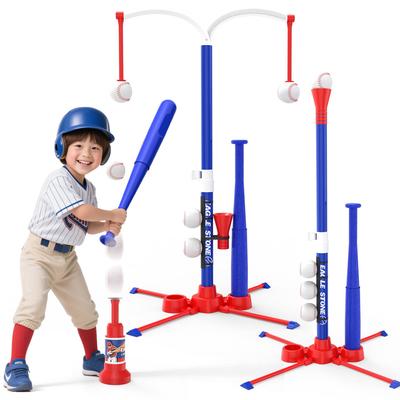 EagleStone Kids' Baseball Batting Tee Toy with 3 Play Styles, Adjustable Height, Automatic Launcher, Reinforced Tube Design, Assembled Baseball