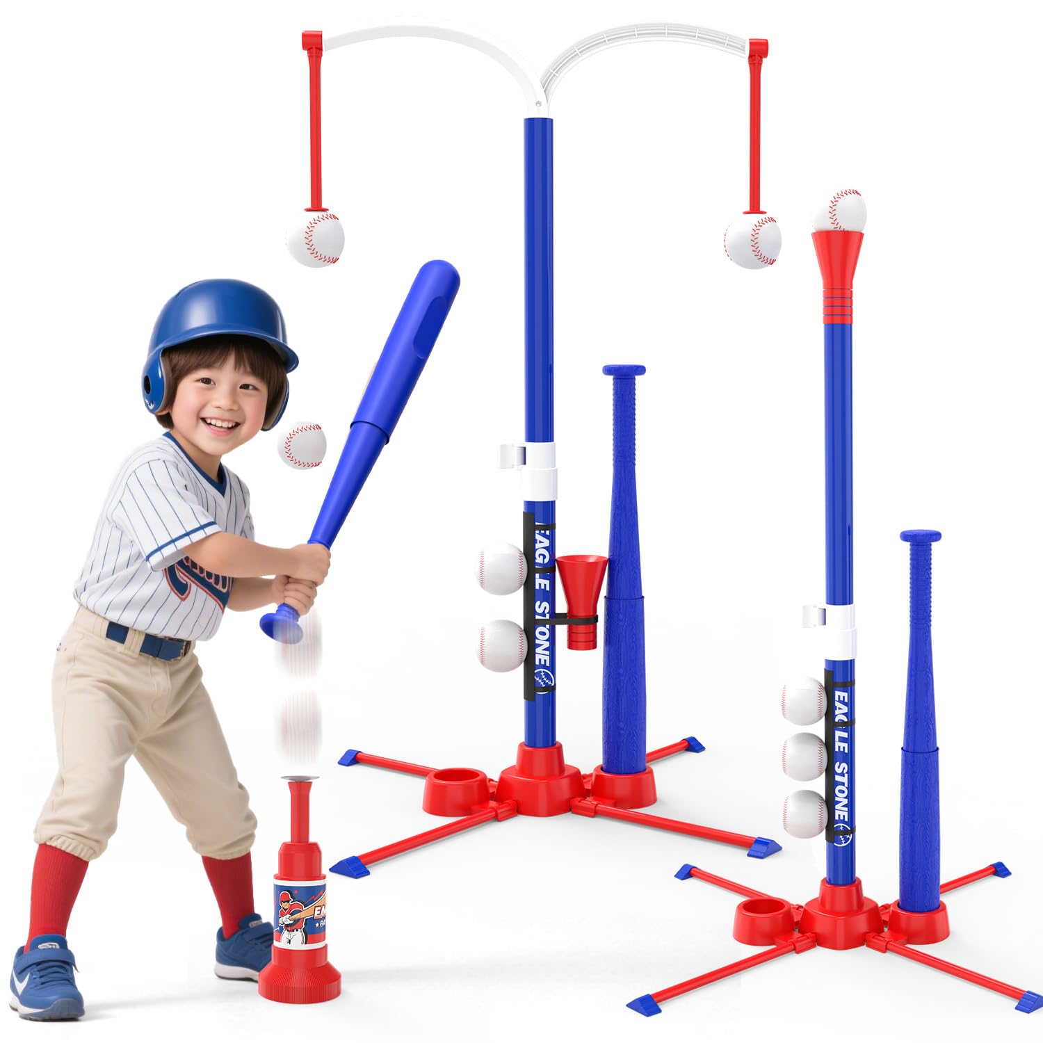 

EagleStone Baseball Batting Tee Toy with 3 Play Adjustable Automatic Reinforced Tube Assembled Baseball Practice Exercise Improves Indoor and Outdoor