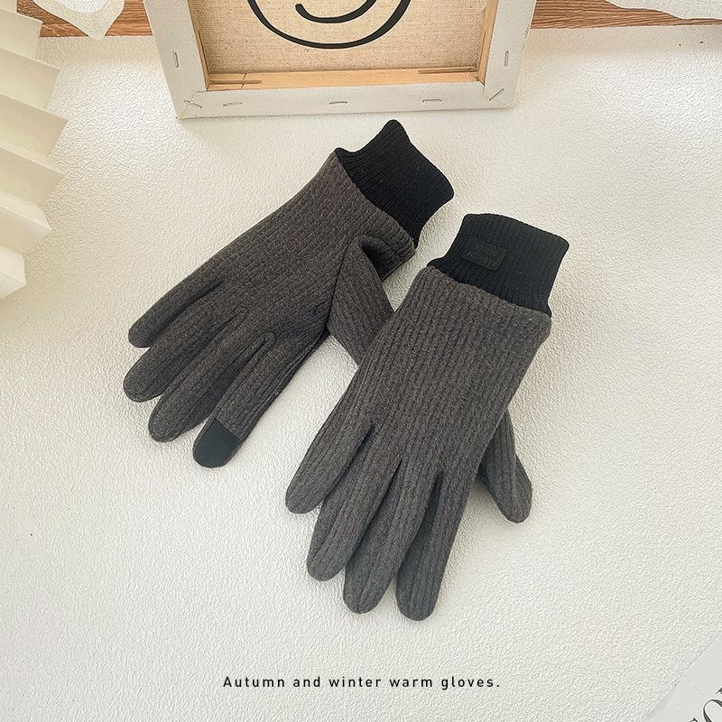 

Warm Gloves All Fingers for Women Autumn Outdoor Korean Style Sports Cycling Touch Screen Driving Gloves Cute Student Plus Velvet One Size