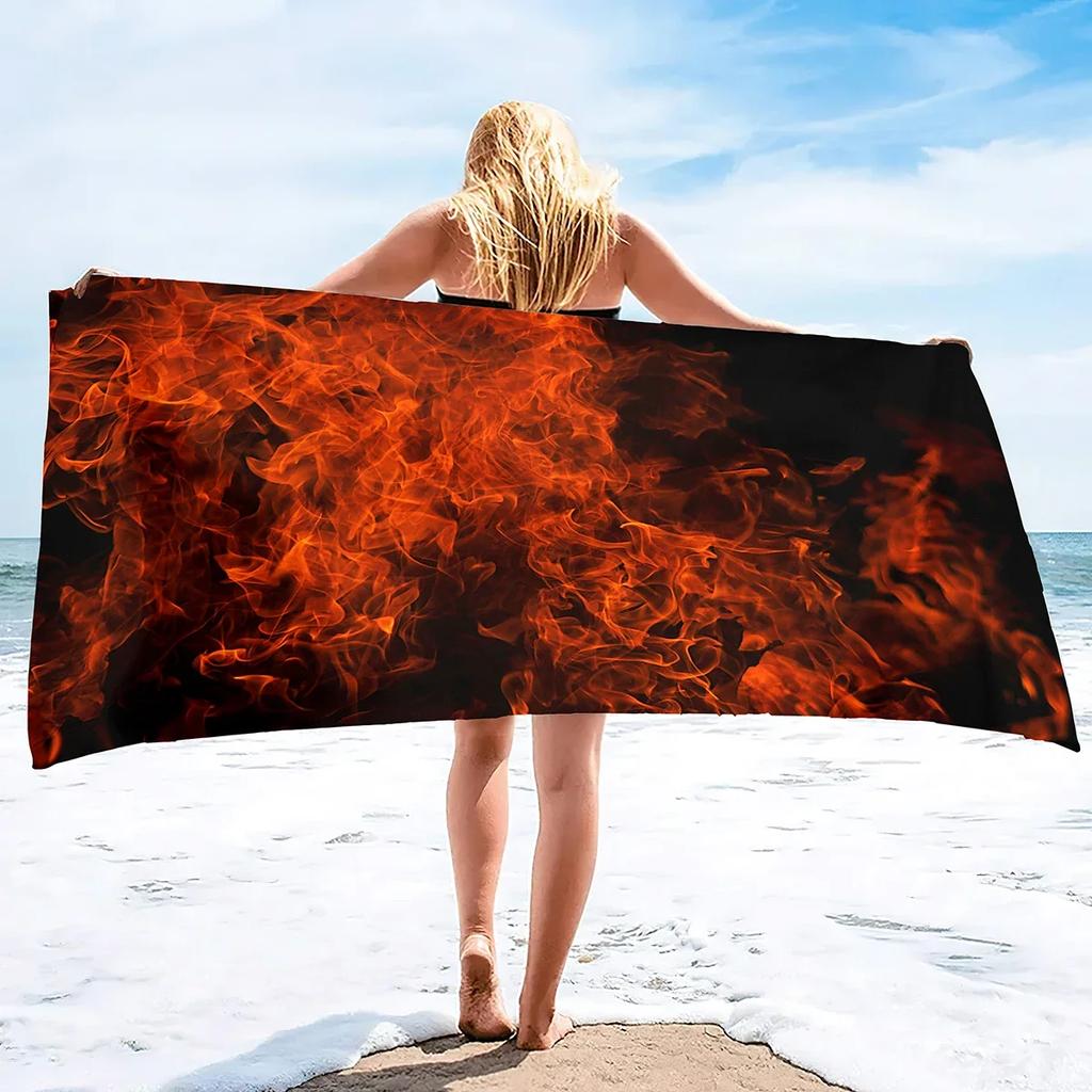 Fire Flames Super Soft Beach Quick-Drying Bath Towel Unisex Large Absorbent Towel Blanket for Outdoor Travel Camping Yoga