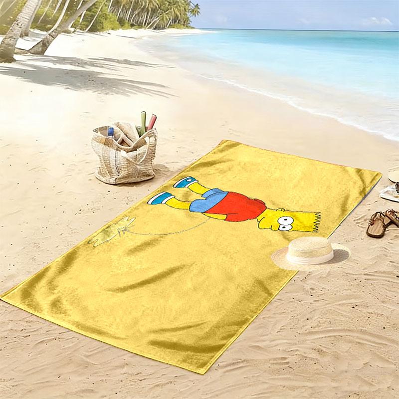 Bart Simpson The Simpsons Print Beach Towel, Large Soft Quick Dry Towel for Beach Camping Swimming