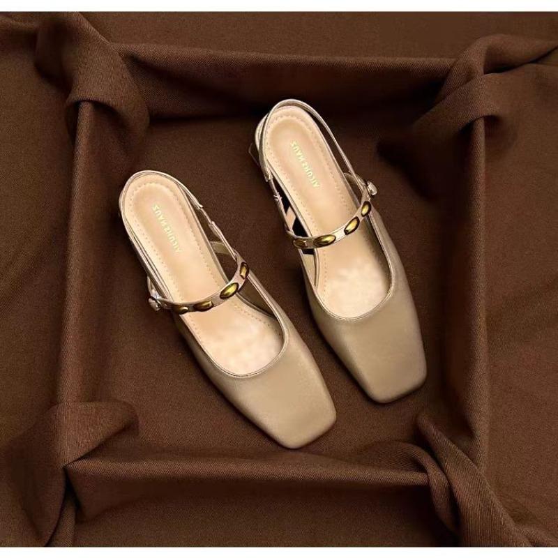 Fashion New Style French Square-toed Woven High-heeled Sandals Summer Fashionable Leather Fabric Mid-heel Women's Shoes Zapatos Mujer