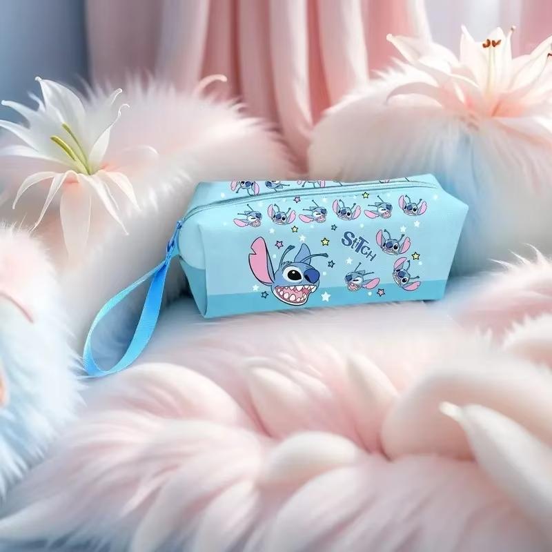MINISO Kawaii Stitch Cartoon Pen Bag Large Capacity Student Stitch Stationery Bag Cute Children's Multi Functional Storage Bag
