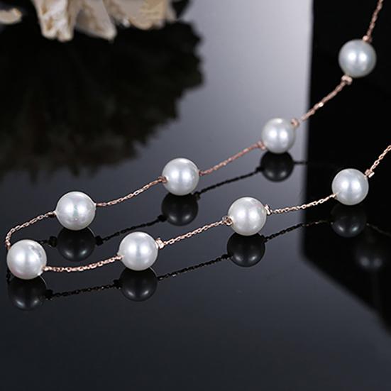 Necklace Single Layer Adjustable Alloy Women Faux Pearl Clavicle Chain for Wedding
