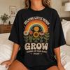 Personalized Teacher Team Shirt, Helping Little Minds Grow T-Shirt, Custom School Name and Year, Retro Floral Rainbow Design