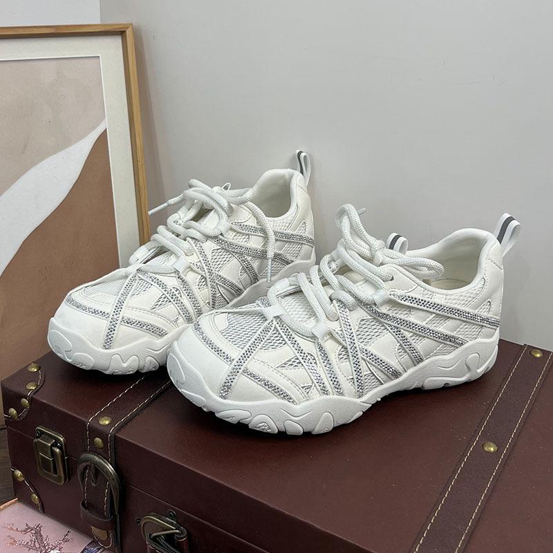 Rhinestone German training shoes women's summer new casual versatile trendy cool dad shoes platform mesh breathable sneakers