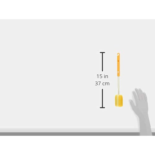 KOKUBO Bottle Sponge, Extendable Bottle Washing Sponge with Two Adjustable Handle Lengths, Orange