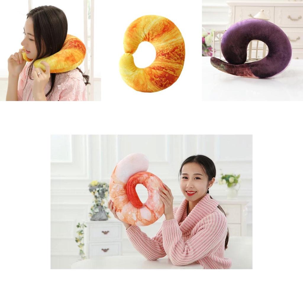 Tcmy Fashion Peeled Prawns Plush U Neck Pillow For Travel And Nap Shrimp Cushion Jelly Toy