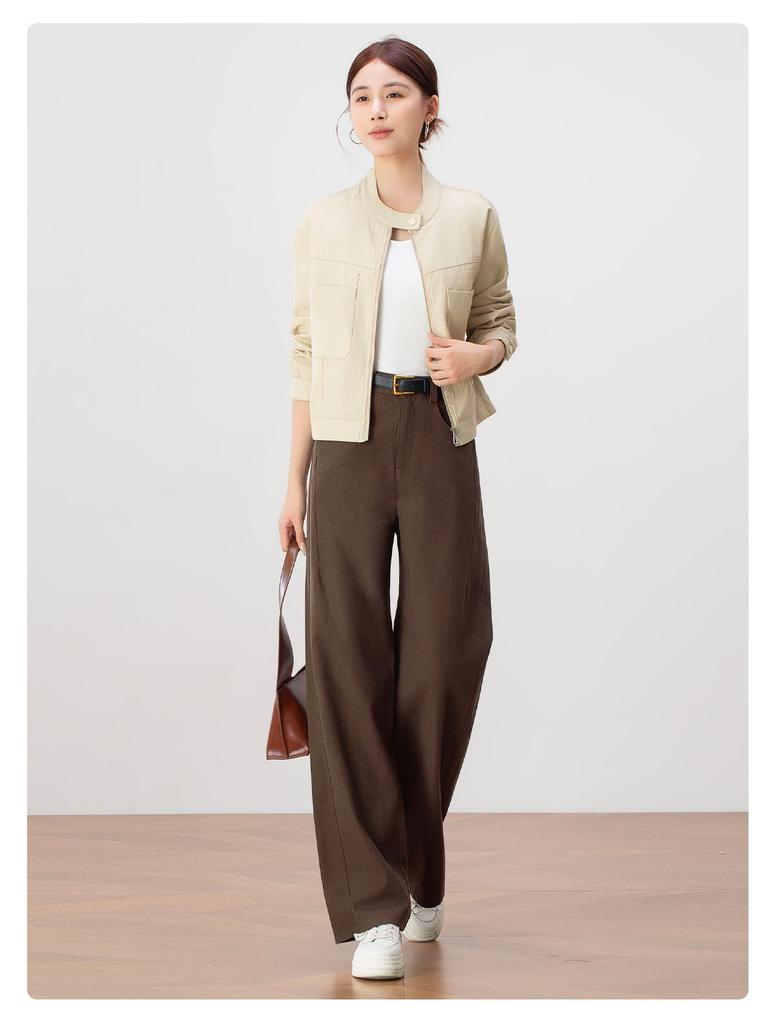 Women's High-Waisted Lyocell Tencel Wide-Leg Pants - Autumn 2025