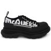 Alexander McQueen Tread Slick Low Lace Up Canvas Graffiti 'Black White' Women's 676711W4RQ21006