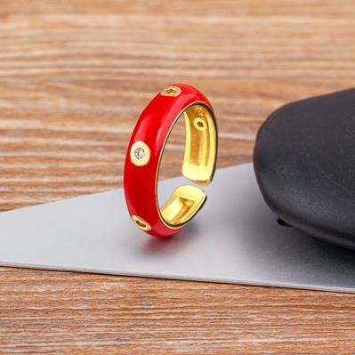 

Nidin High Quality Enamel Dripping Oil Candy Colors Open Adjustable Ring Women Girls Fashion Boho Style Jewelry Friendship Gift красный