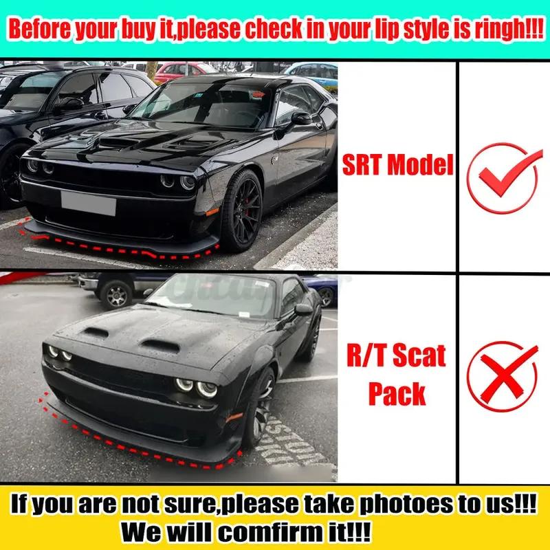 2X Spoilers Anteriori Bumper Lip Per Dodge Challenger SRT Hellcat 2015- Protezione Spoiler Inferiore Paraurti Anteriore Nero Rosso Giallo