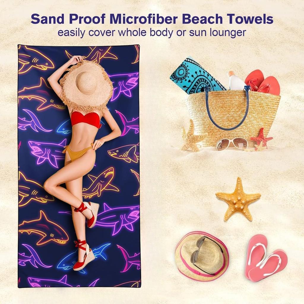 1PC Shark lines pattern Beach Towel for Family stuffs friend Gift Quick-Dry Sand free For Bath Yoga Beach Camping Swimming GYM