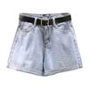 Classic and Minimalist Fashion Versatile High-waisted Female Summer Thin Rolled Edge Wide-legged A-line Denim Shorts Individuality and Trendiness