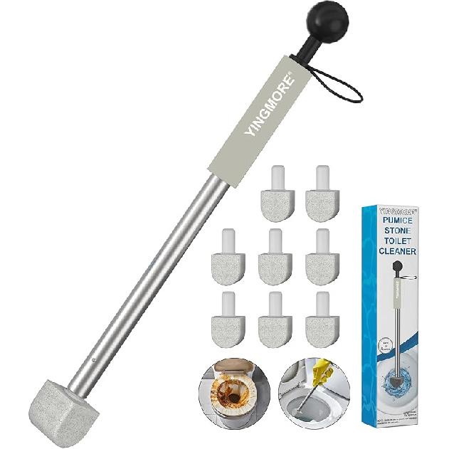 Pumice Stone Toilet Bowl Cleaner Toilet Deep Cleaning,Bathroom Cleaner Brush with Long Handle for Remove Hard Water Stains with Toilet Handle+ Pumice