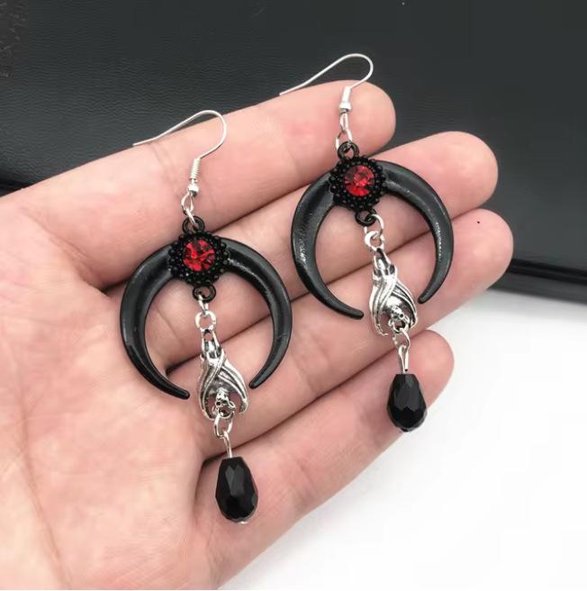 Готические Панк Красные Бусины Серьги-Летучие Мыши
