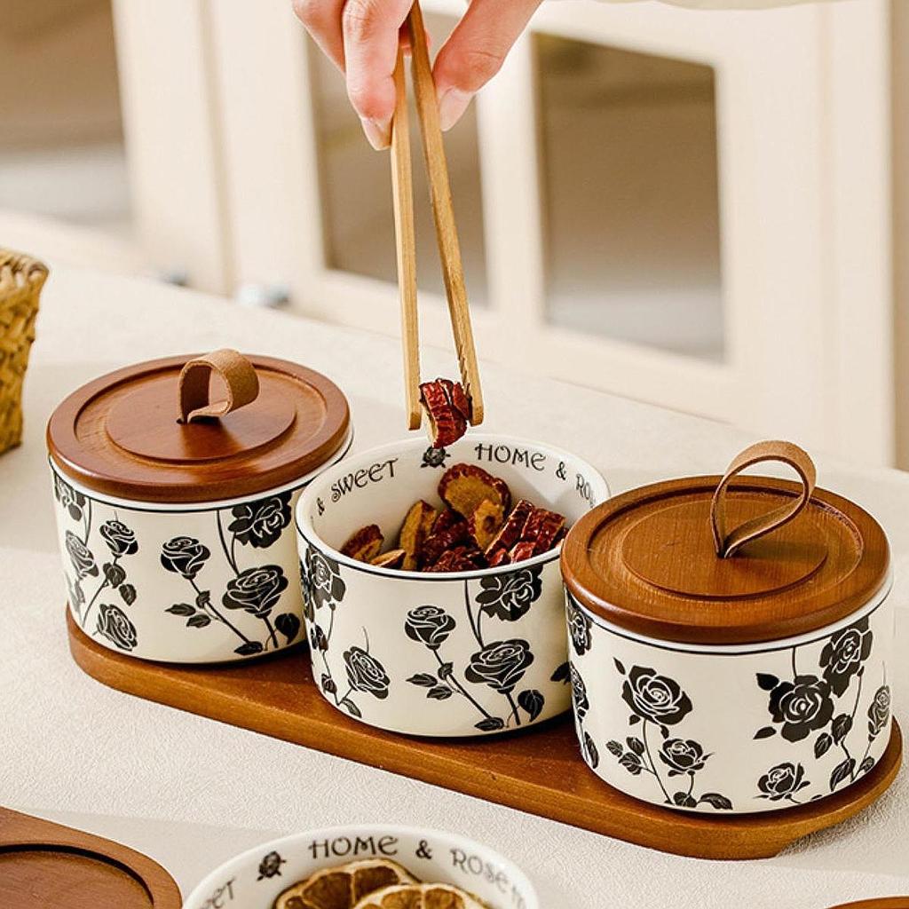 Ceramic Jar Cookie Candy Food Storage Container Tea Canister for Coffee Beans Snack