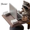 Office Decor Highland Cow/Raccoon Theme Ornament, Miniature Animal Desktop Decoration with Realistic Window Display Ornaments Laptop Coffee