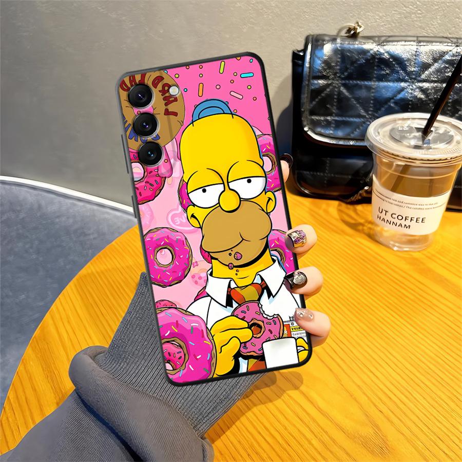 S-simpsons Pouzdro na koblihu pro Samsung Galaxy A04 A30 A40 A50 A70 A07 A03 A10 A20 A05 Note 20 Ultra 9 10 A06 A01 A02 Kryt na telefon