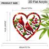 Acrylic Heart-Shaped Cardinal Birds Christmas Suncatcher Stained Glass Effect Window Hanging Ornament Bird Lover Holiday Gifts