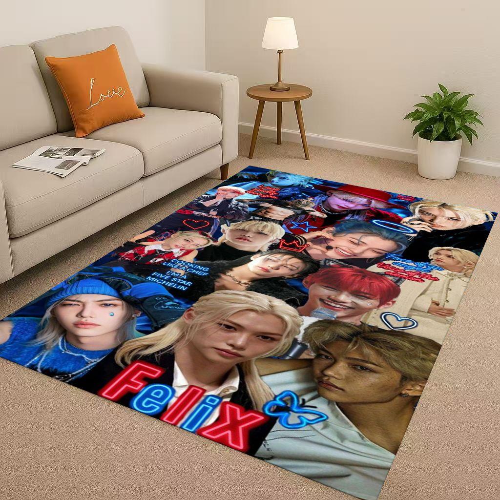 3D Kpop Felix Star Art living Room Non-Slip Area Rug Soft Carpet for Bedroom Playroom and Sofa,Easy Clean Home Decor Doormat