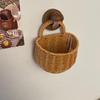 Retro Wall-Mounted Imitation Rattan Basket - Handheld Fruit & Vegetable Storage
