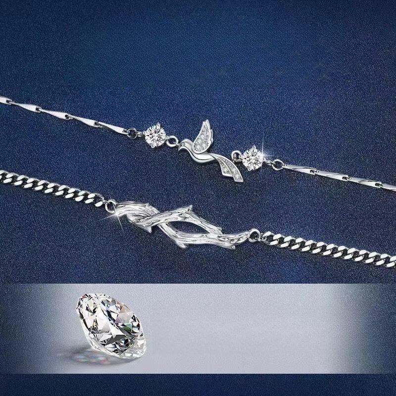 Blue Eucalyptus and Bird Couple Bracelet Female Niche Design Light Luxury Premium Sense Send Girlfriend Birthday Gift Hand Jewelry