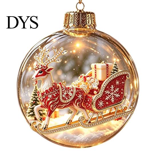 Festive Party Decorations Glowing Christmas Story Ornament, Light?Up Mini Holiday Scene Hanging Ball with Warm Gift Embellishments LED Light, Clear