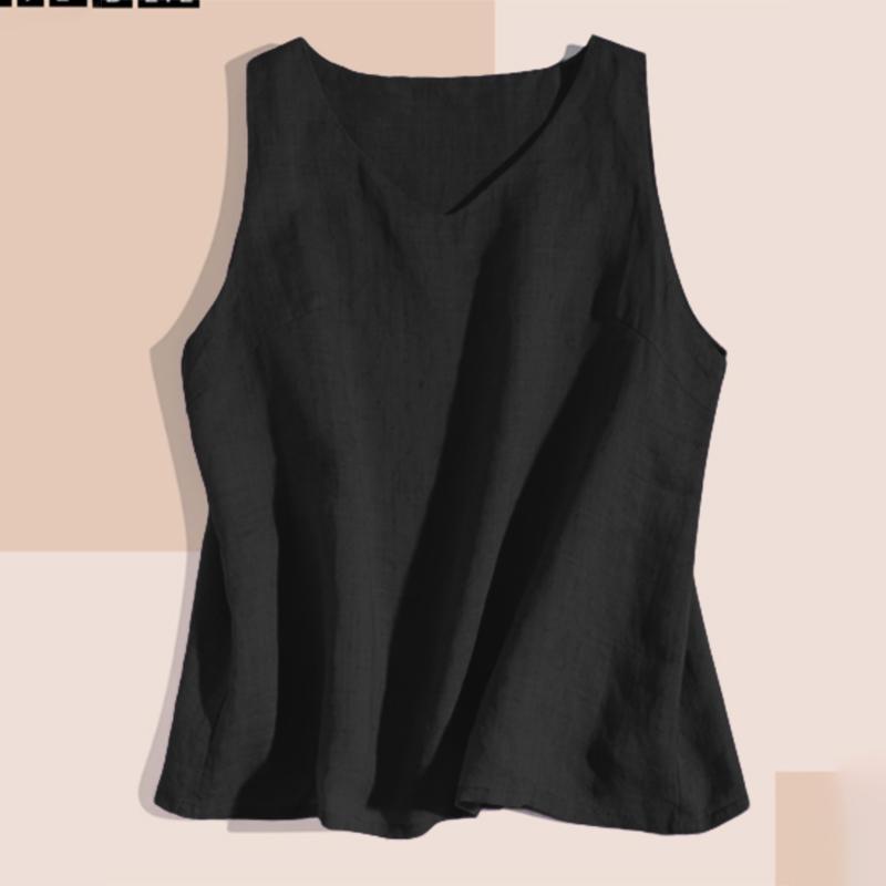 

ZANZEA Женские повседневные летние хлопковые майки без рукавов с V-образным вырезом XL