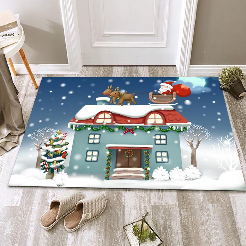 Christmas Floor Mat Festive Atmosphere Feeling Absorbent Non-slip Foot Mat Household Door Floor Mat